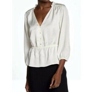 J.Crew Off White Satin Crepe Peplum‎ Hem Blouse Size 2